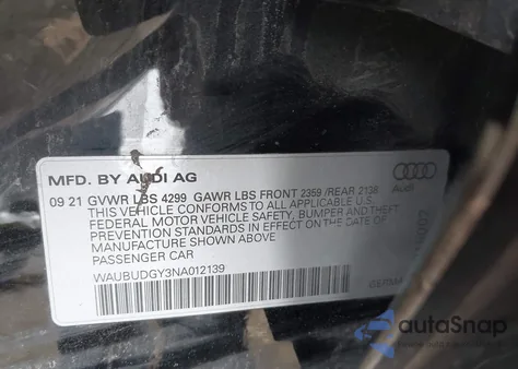 2022 Audi A3 Premium Plus 40 Tfsi Front-Wheel Drive S Tronic z USA, uszkodzony, nr VIN WAUBUDGY3NA012139